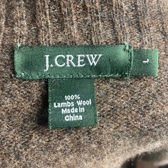 J Crew Argyle Full Zip Lambs Wool Sweater Mens Large Brown Preppy Grandpa - Picture 8 of 12